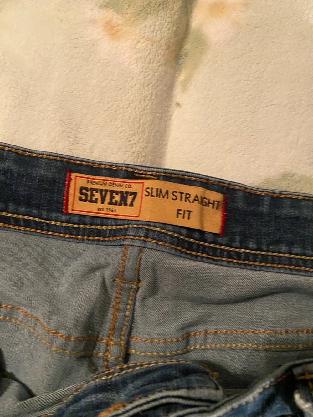 Seven7 Men’s Slim Straight Jeans in Medium Blue Denim